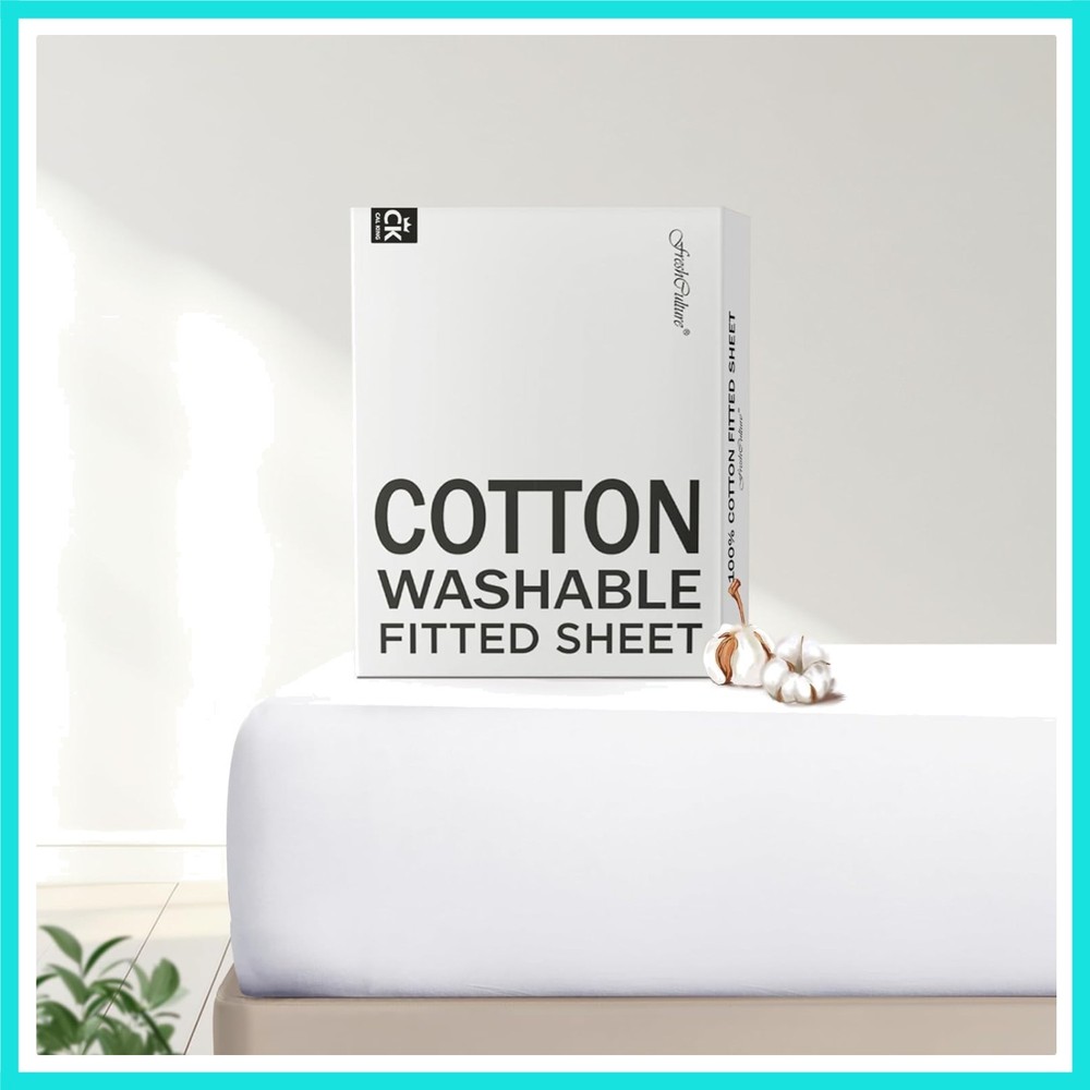 Pure Cotton Fitted Sheets California King Size, 300 Thread Count Percale Shee...