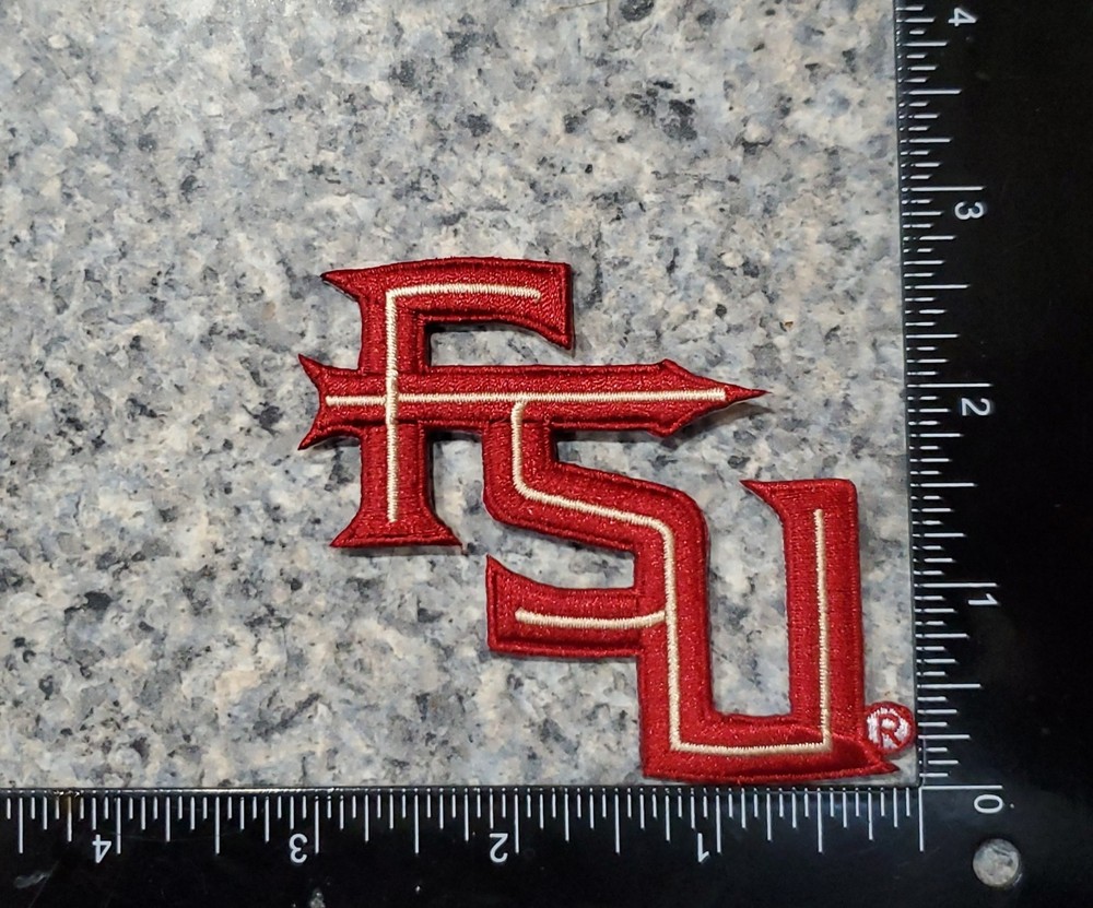 FSU Florida State Letter Logo Patch. Embroidered. Iron On Backing 3"x3"