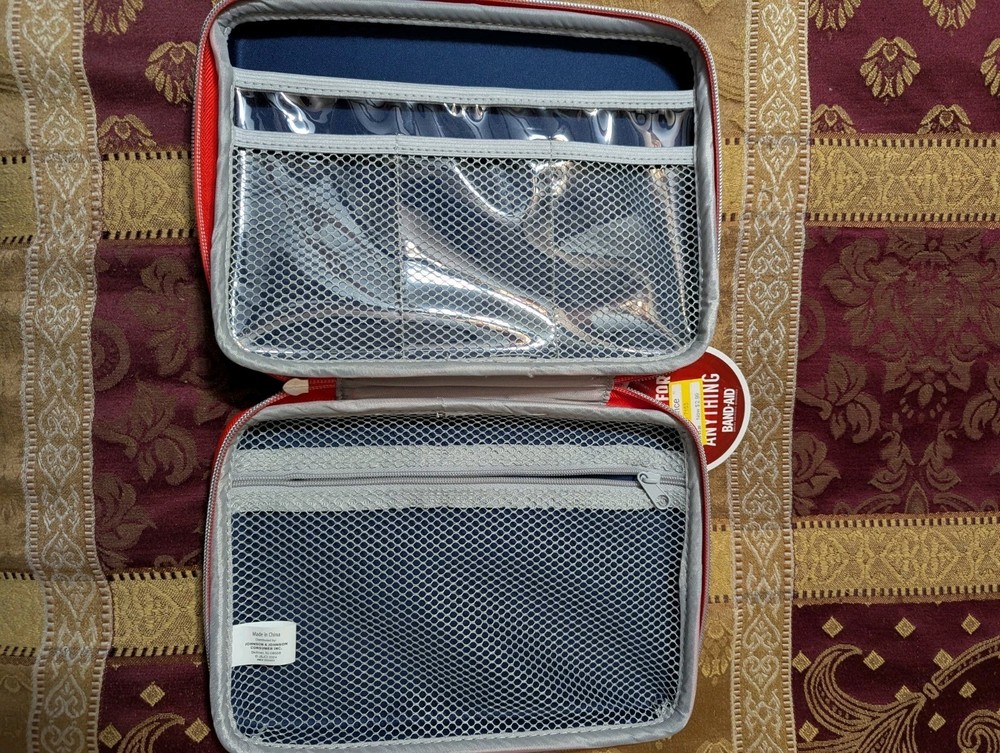 First Aid Kit Pouch/Bag Empty Zipper Red/White Soft Side