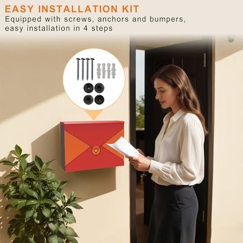 Wall Mount Mailbox Outside with Lock and Keys, Locking Wall Mount Pumpkin