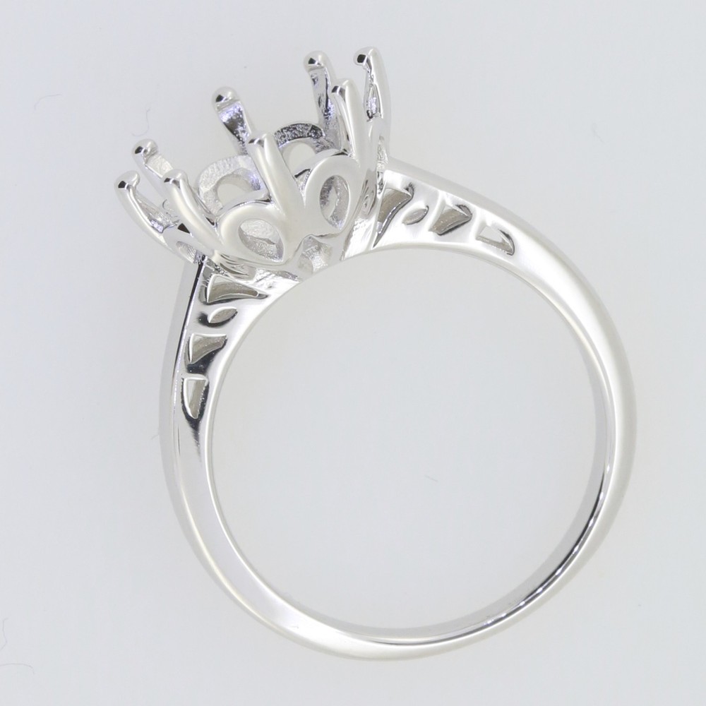 Sterling Silver Semi Mount Ring Setting Round RD 11x11mm Solitaire