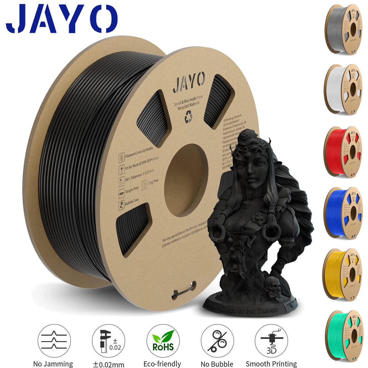 [BUY 6 PAY 4]JAYO 1.1KG PLA Meta PETG SILK PLA+ ABS 3D Printer Filament 1.75mm