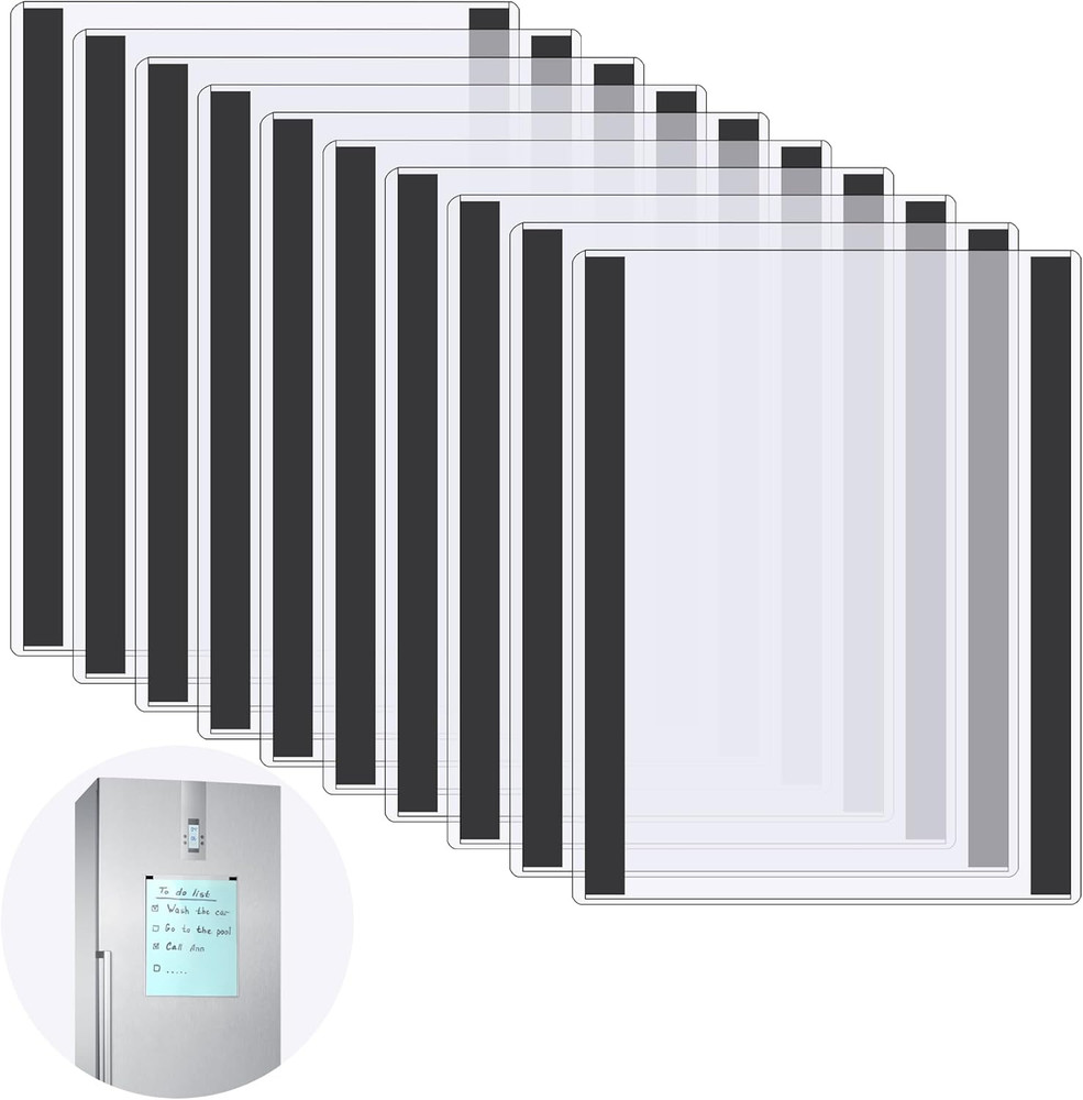 10 Pcs 8.5'' X 11'' Rigid Magnetic Sign Holders - Clear Plastic Document Frames
