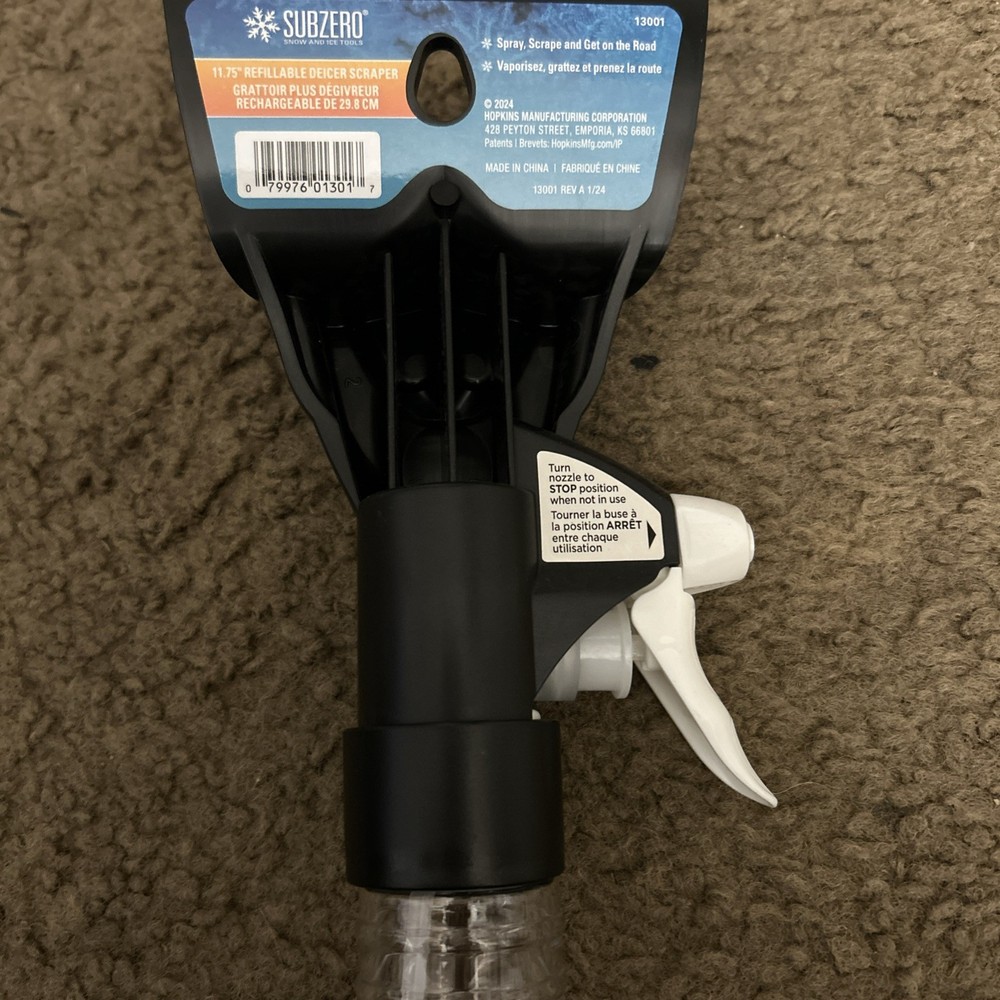 Subzero 11.75 “ Refillable Spray Bottle/Deicer Scrapper! Fast Shipping!