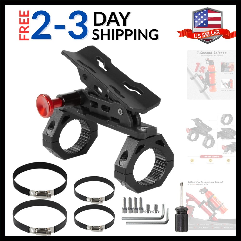 UTV Fire Extinguisher Mount Kit- Quick Release Roll Bar Fire Extinguisher Hol...