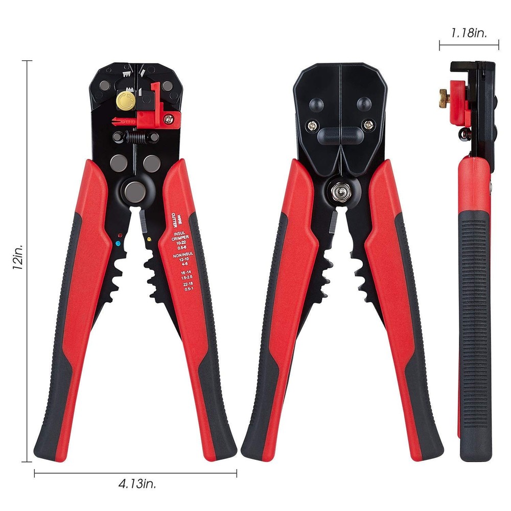 3 in 1 Self-Adjusting Wire Stripper Cutter, Crimping Tool Red