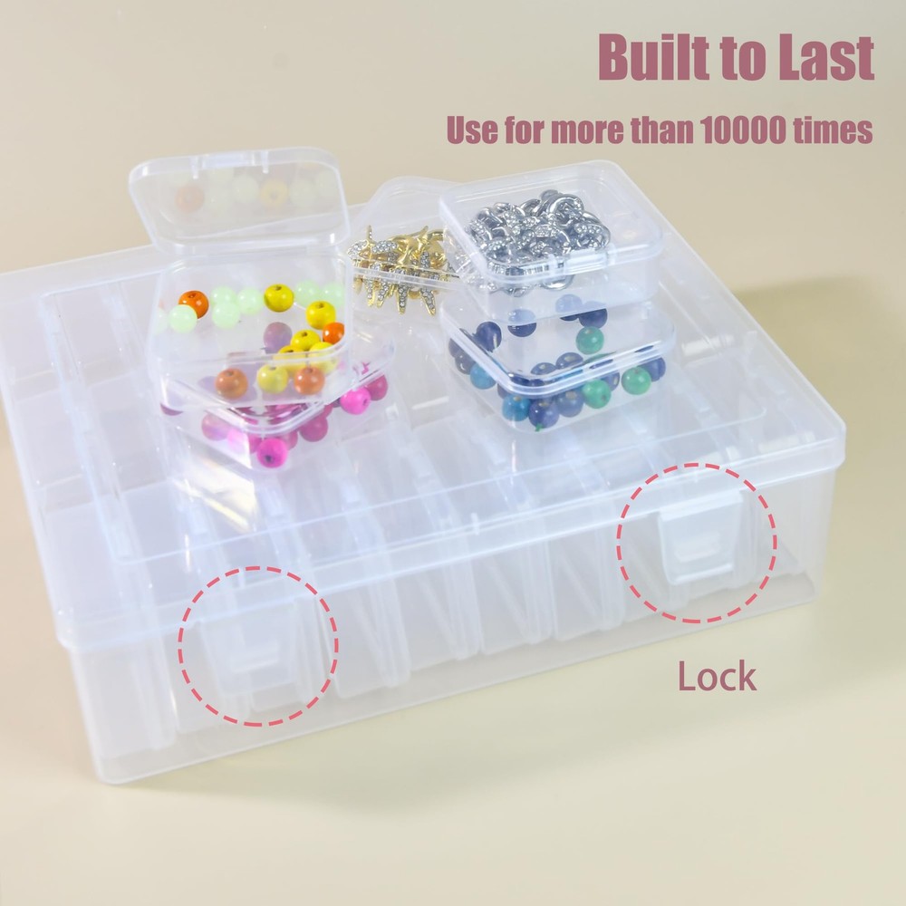 Bead Organizer Box with Hinged Lids - 31 PCS Clear Plastic Transparent-30PCS