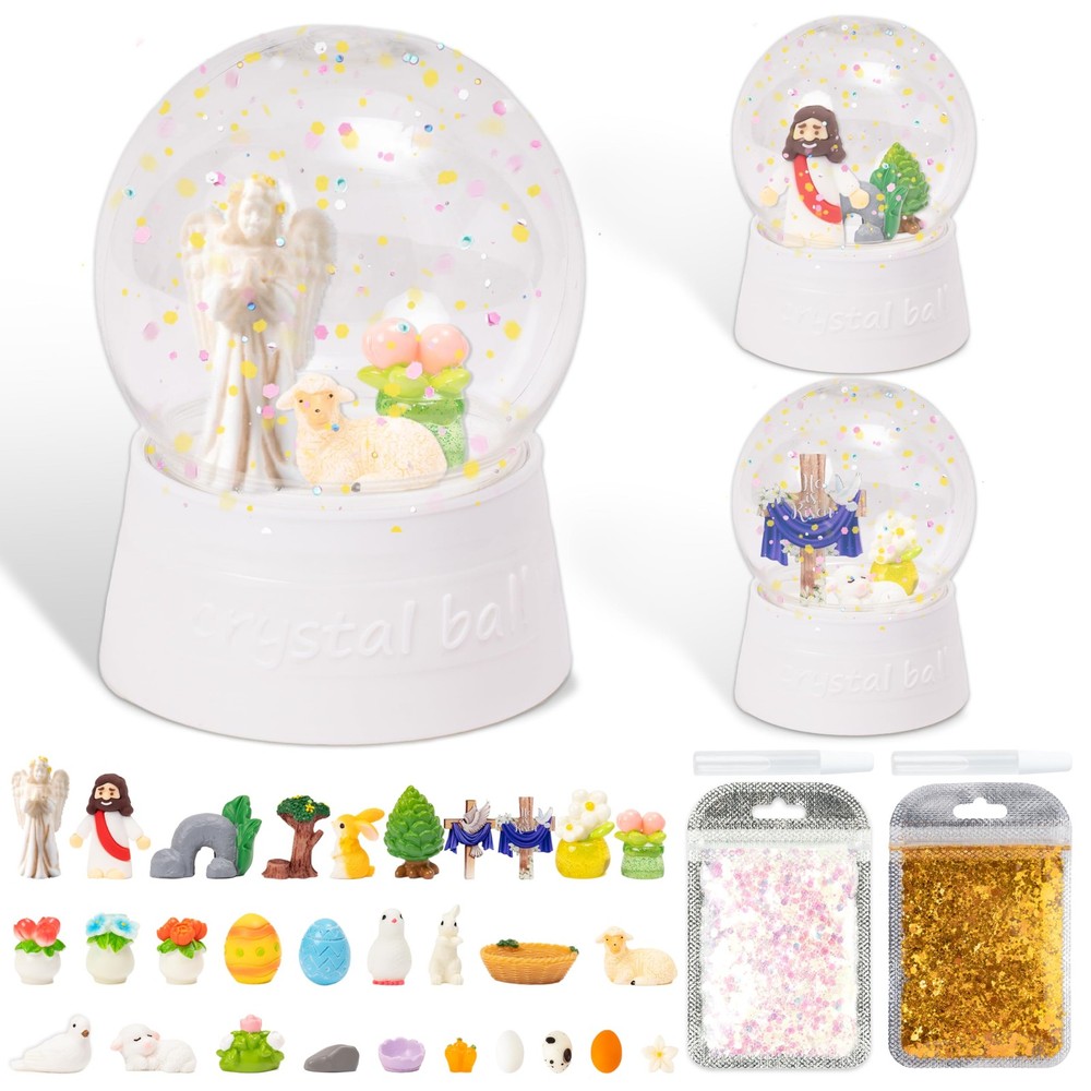 Easter Snow Globe Craft Kit - 42Pcs DIY Jesus Resurrection He is Risen Making...