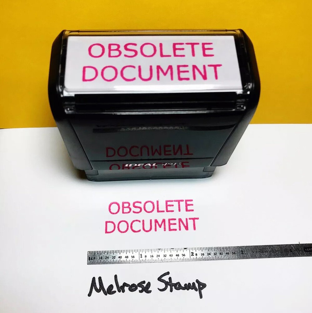 Obsolete Document Rubber Stamp Pink Ink Self Inking Ideal 4913