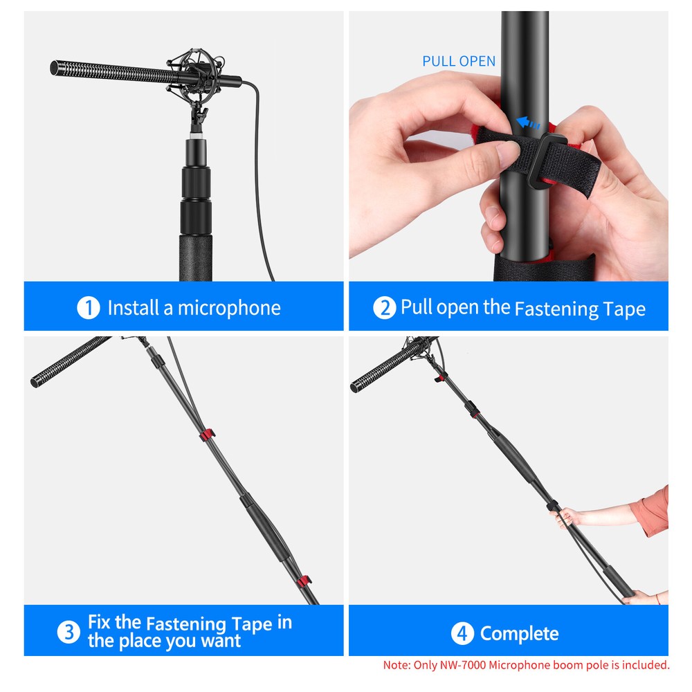 Neewer 98" Portable Three Sections Stretchable Handheld Microphone Boom Pole