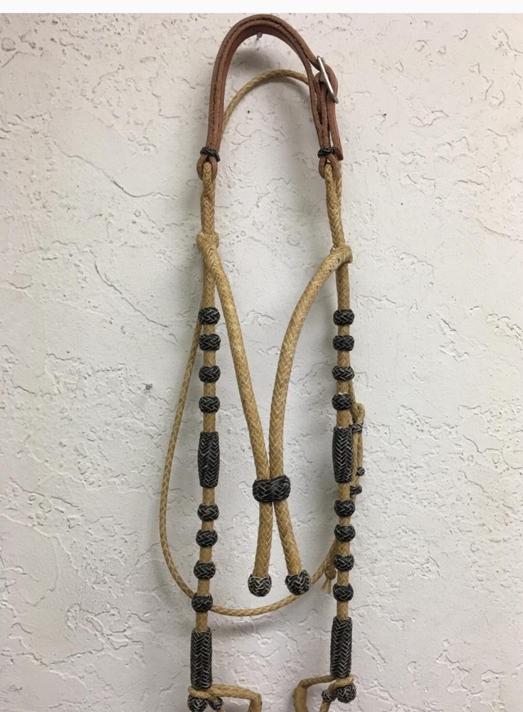 Rawhide Split Brow Band Headstall - Oklahoma Style