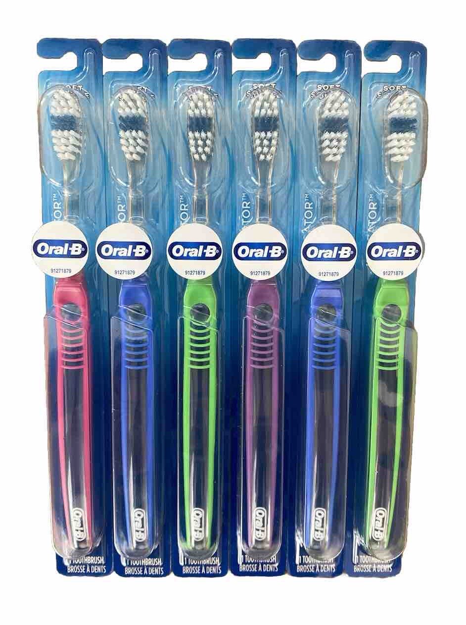 6 Pack Oral-B Indicator 35sft  Soft Adult Manual Toothbrushes Multicolor