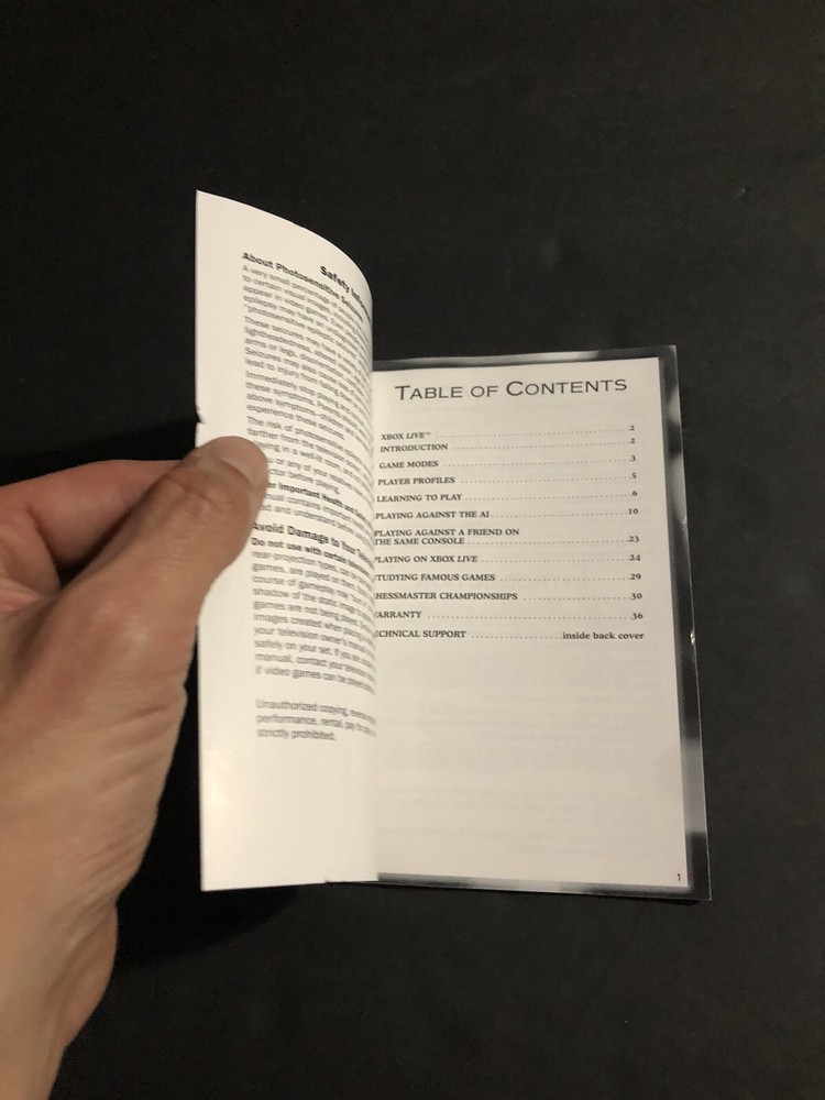 Chessmaster xbox Manual Only
