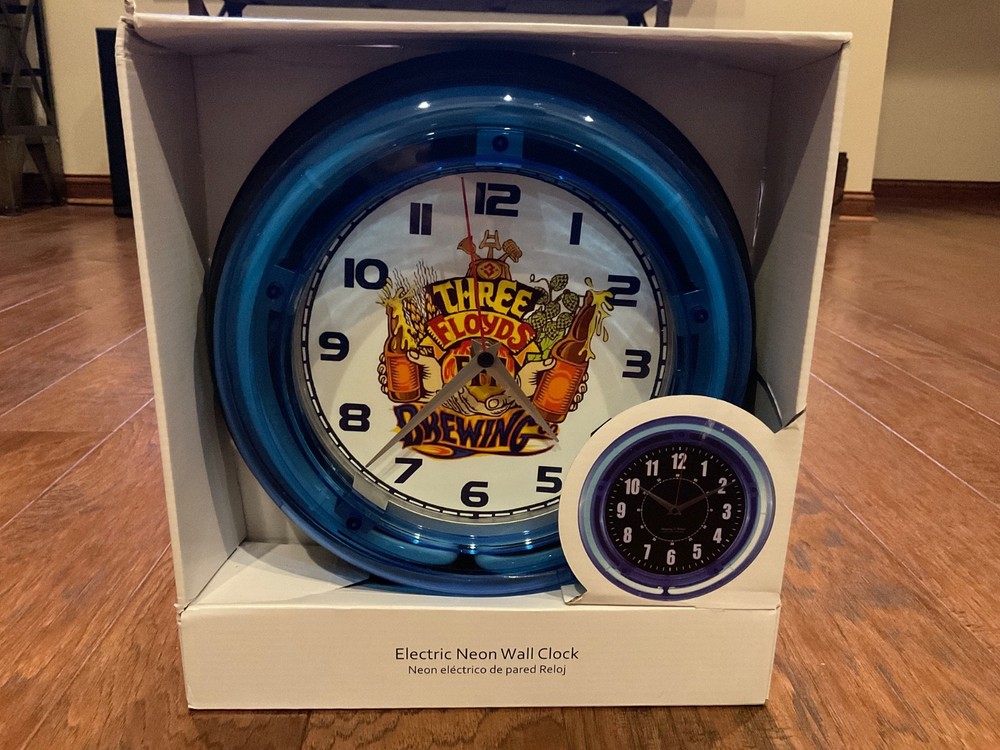 Three Floyds Brewing logo neon wall clock