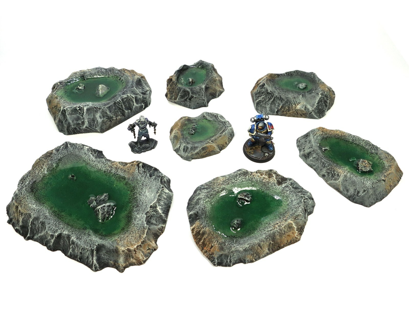 Premium Pool of Water Terrain Set (Handmade Ponds for Age of Sigmar, D&D, etc)