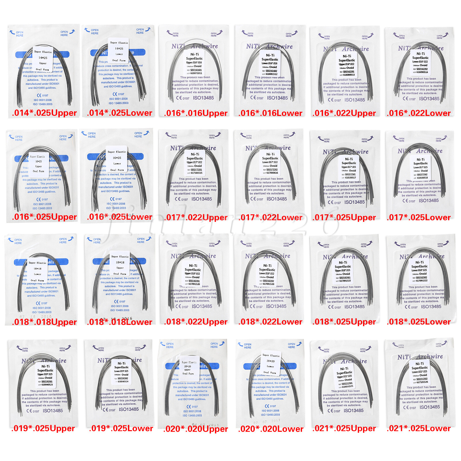 arcos de ortodoncia niti super elástico rectángulos ovoide dental