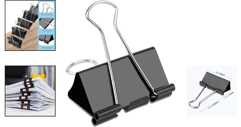 Versatile 2 Inch Extra Large Binder Clips - 10 Pcs for Secure Document Handling