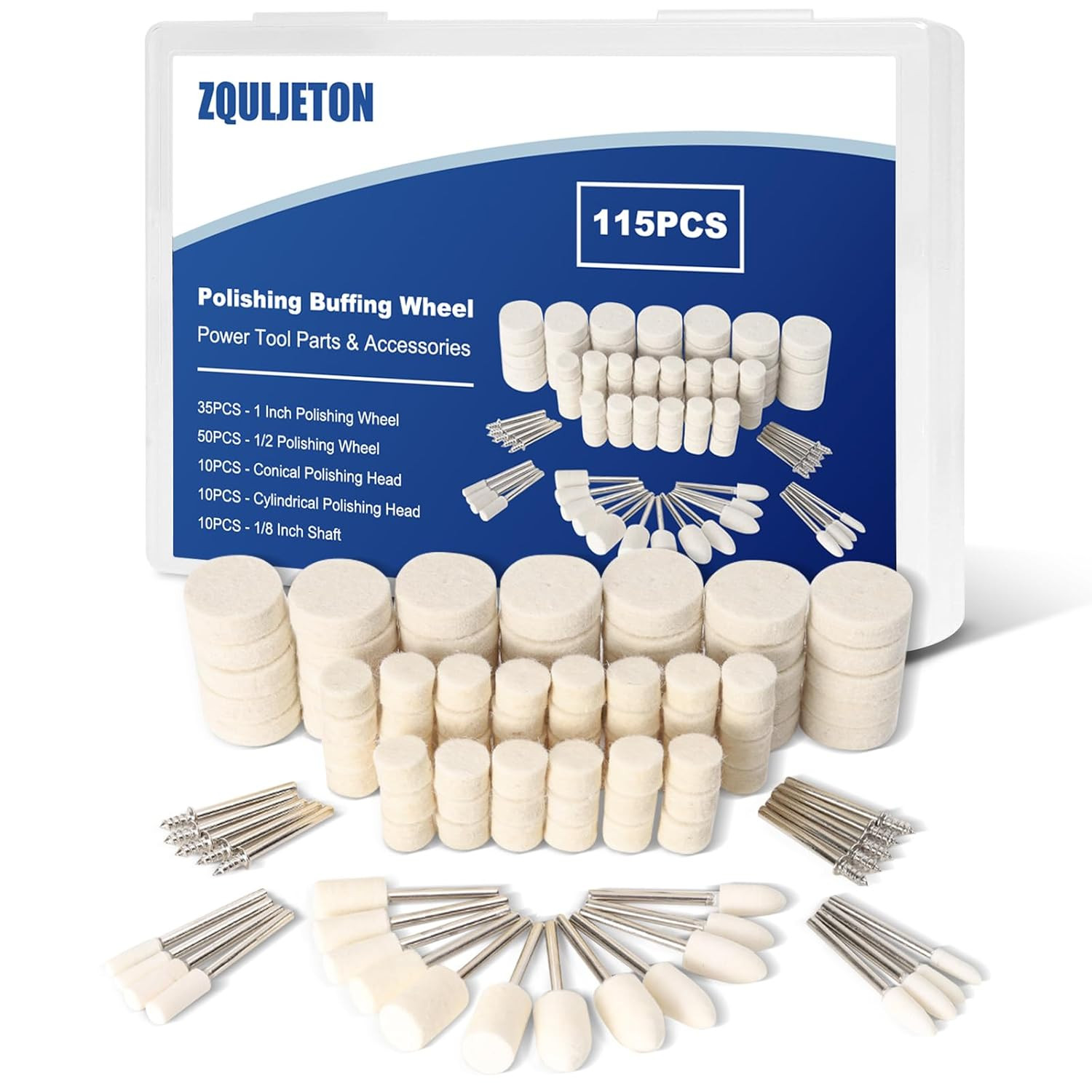 115PCS Polishing Buffing Wheels for Dremel Tool Accessories, 1/8" Shank Polishin