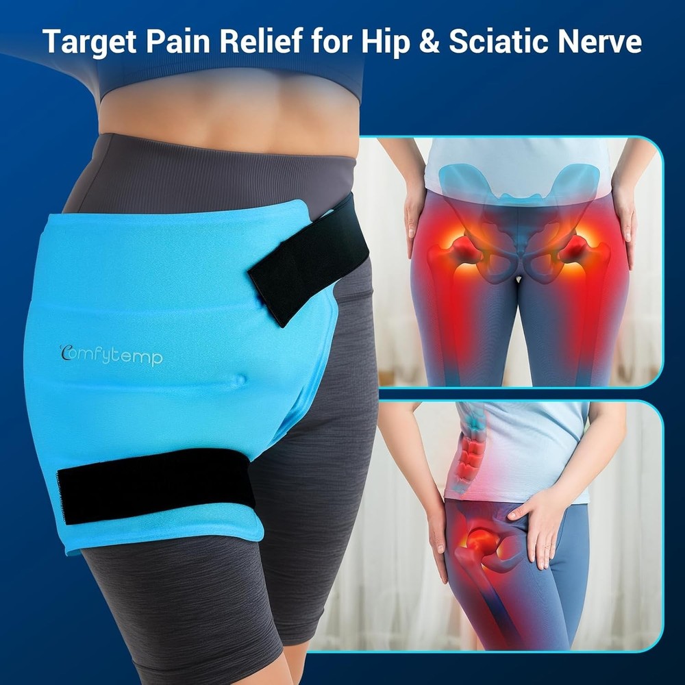 Hip Ice Pack Wrap for Sciatica, Hip Replacement Kit, Reusable Gel Ice Pack fo...