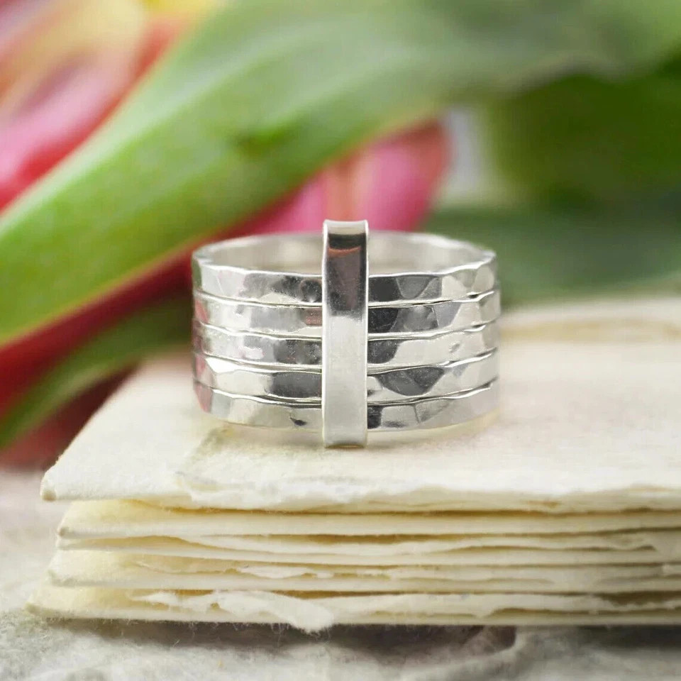 Solid 925 Sterling Silver Band Ring Statement Designer Handmade Ring All Size