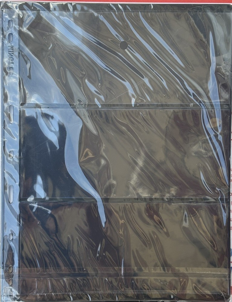 10 Sheets with 9 Binder Holes Double Sided Stamp Album Stock Pages(3 pockets)#3