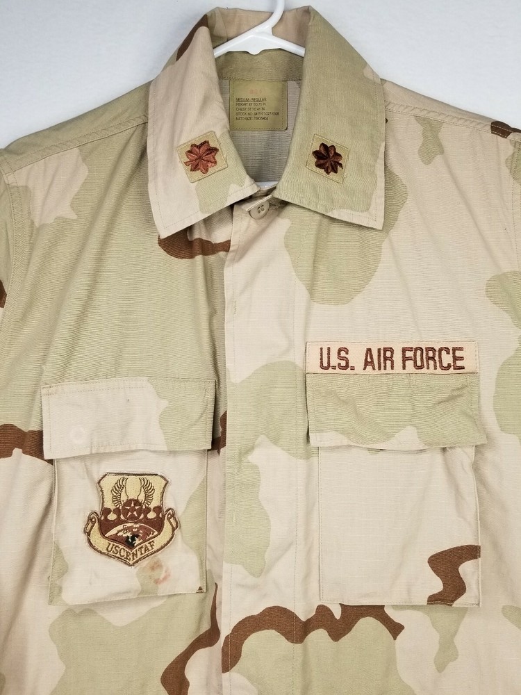 USAF Air Force Desert Camouflage Jacket USCENTAF Patch "chocolate chip" Medium