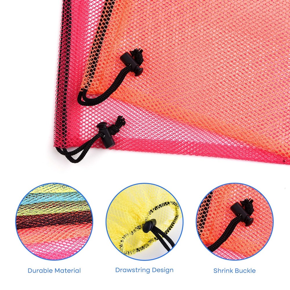 PLULON 12 Pcs Mesh Bag Drawstring Laundry 13 x 15.5 Inch, Multicolor