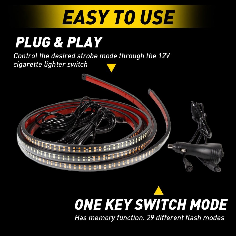 2pcs 60" Running Board Step Strips & Amber White LED Bar Strobe Lights