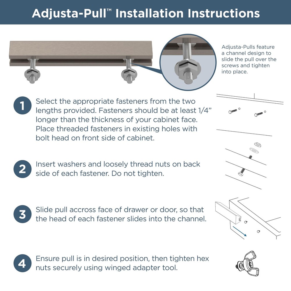 Adjusta-Pull (5-Pack) Adjustable Drawer Pulls | Fits 1 to 4 Inch Hole Centers...