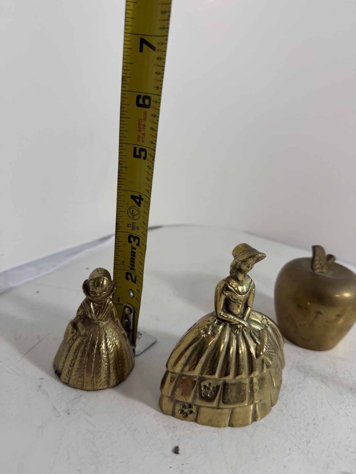 Vintage Brass Bell Lot 8pcs Mixed Decor Apple Figurine Lady MCM Metal