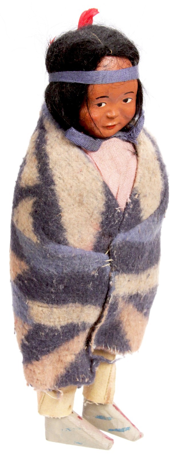 Antique Handmade Native American Navajo Skookum Bully Doll Wrapped in Blanket