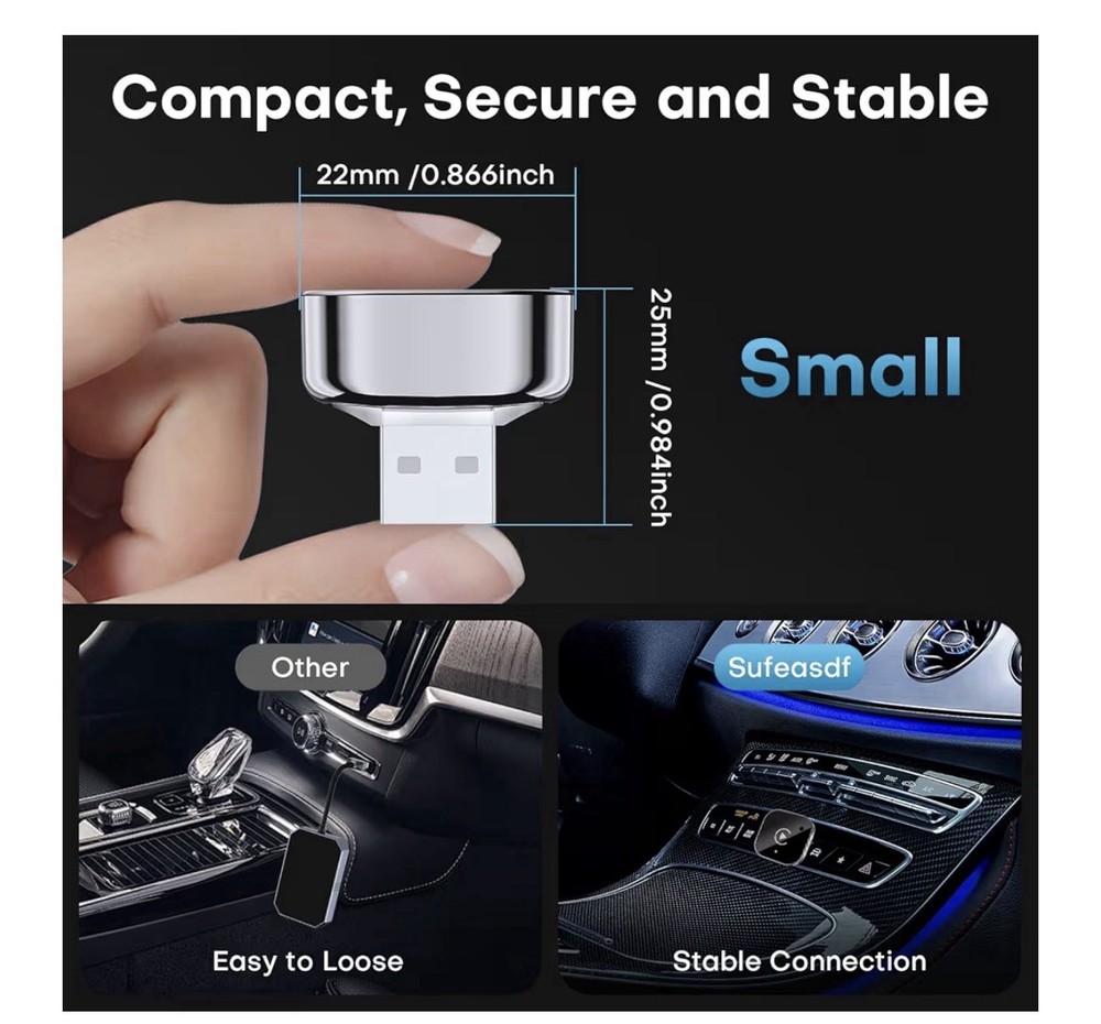 Wireless CarPlay Adapter 2026 Upgrade Wired to Wireless, Mini black