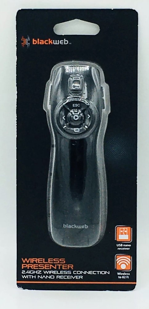 BlackWeb 2.4GHz Wireless Presenter 82 ft. Range Laser Pointer Control Powerpoint