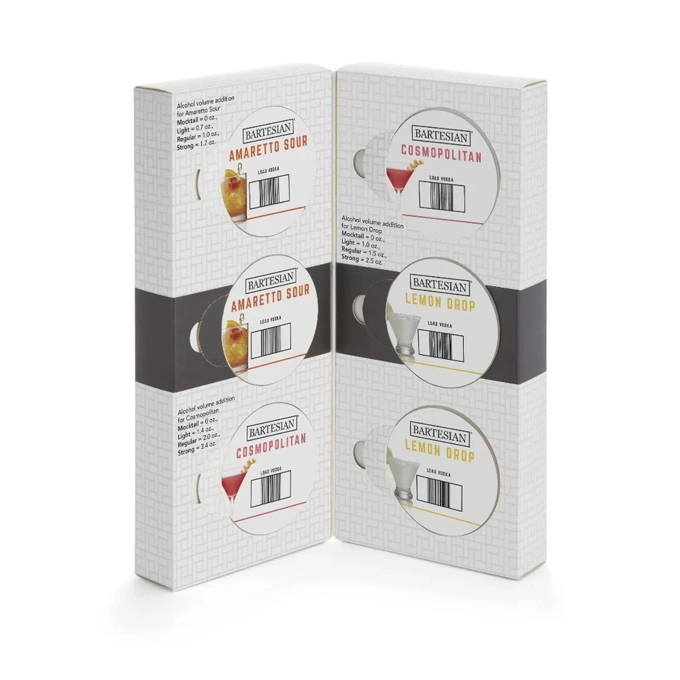 Bartesian Cocktail Mixer Capsules, Vodka Lovers Collection, 6 Pack