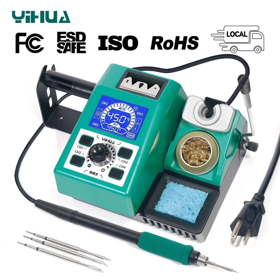 YIHUA 982D-III Precision Hot Tweezers Soldering Iron Station Kit C210/245 Tips