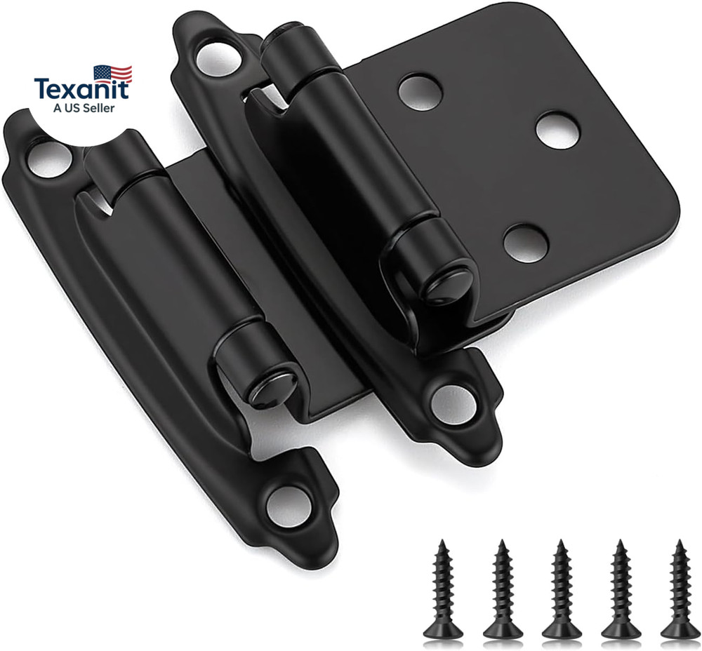 60 Pack (30 Pairs) 1/2" Overlay (Variable) Cabinet Hinges, Self-Closing Semi-Con