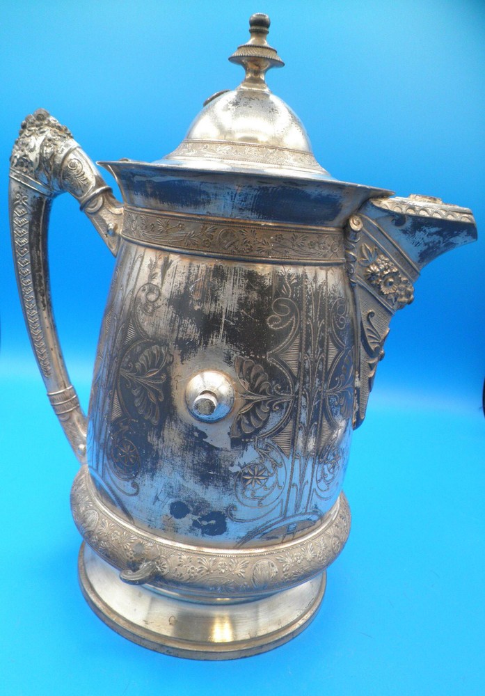 Victorian silver plate tilting pitcher #1050