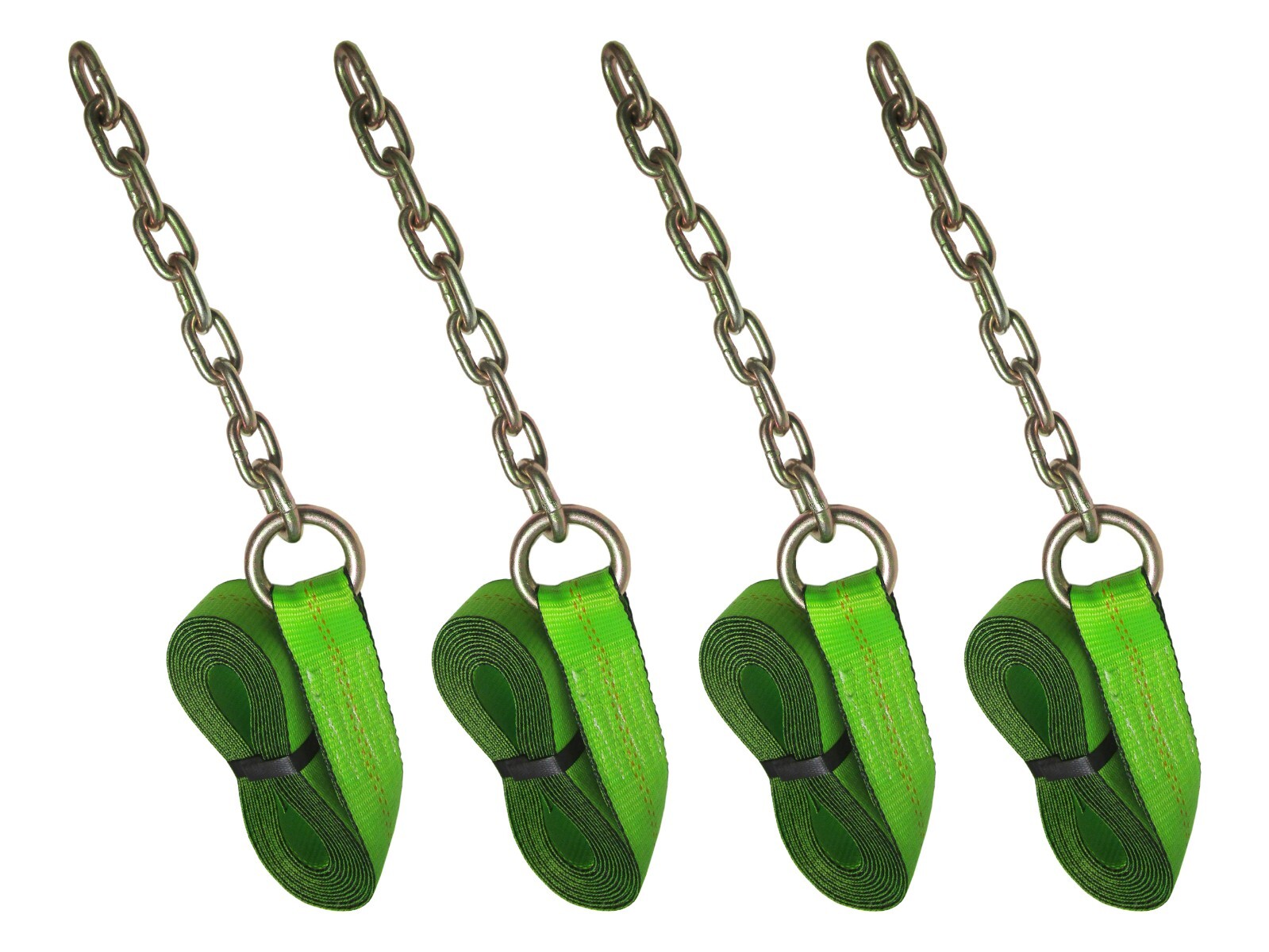 2" Tie Down Strap with Chain 20 FT for 8 Point Kit Auto Hauler - Pack of Four