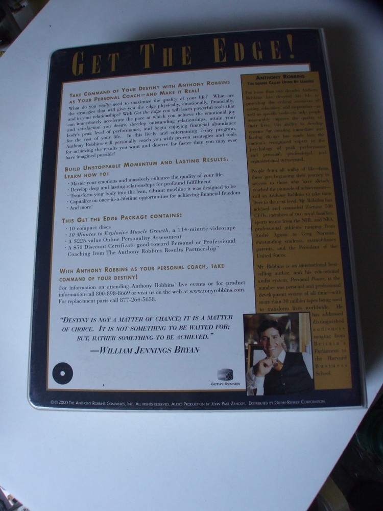 ANTHONY ROBBINS "GET THE EDGE" VHS & CD'S SET !!!!!