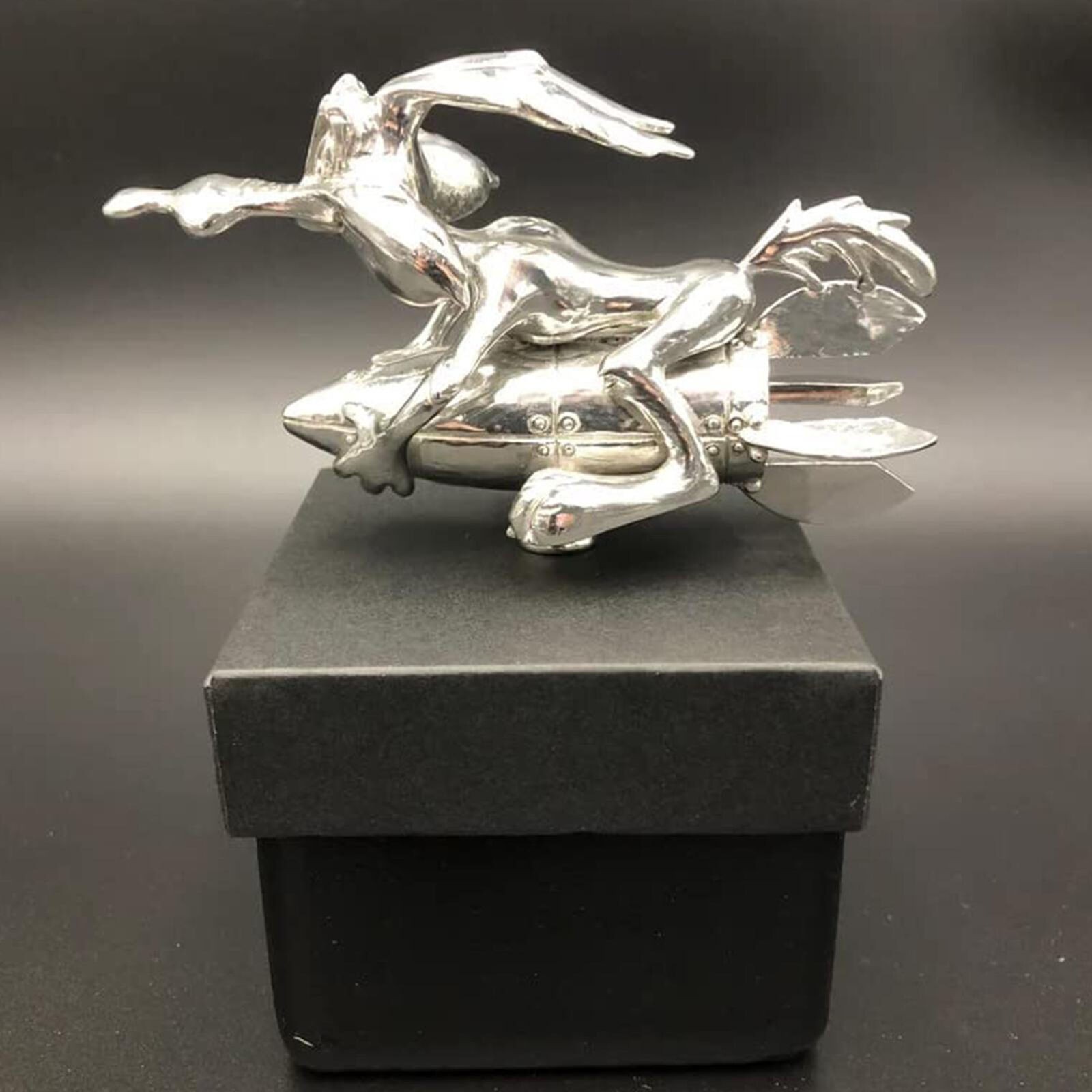 NEW Car Ornament Cartoon Rocket Rider Badge Mechanic Front Hood Decoration Auto