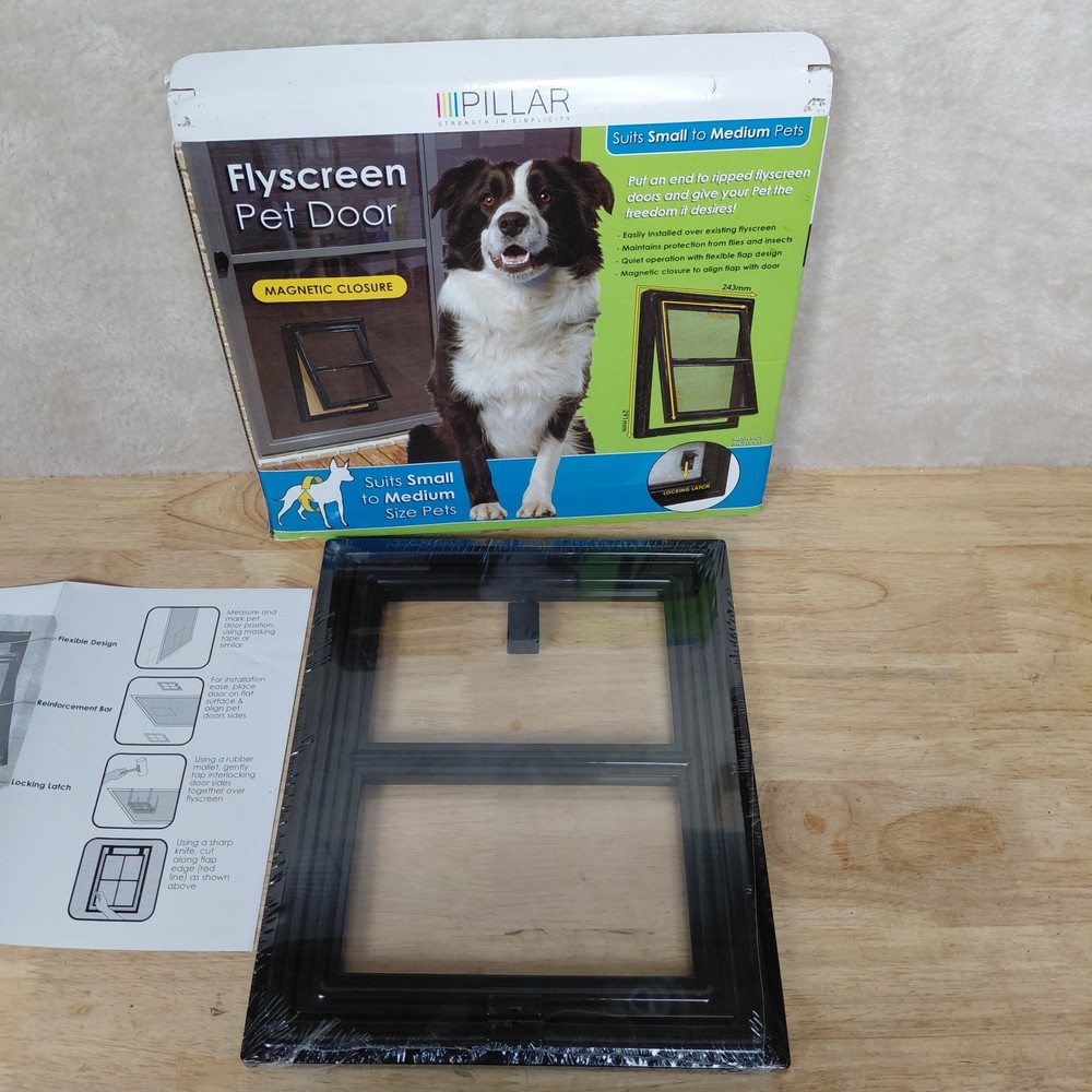 Pillar 202 x 254mm Black Medium Flyscreen Pet Door