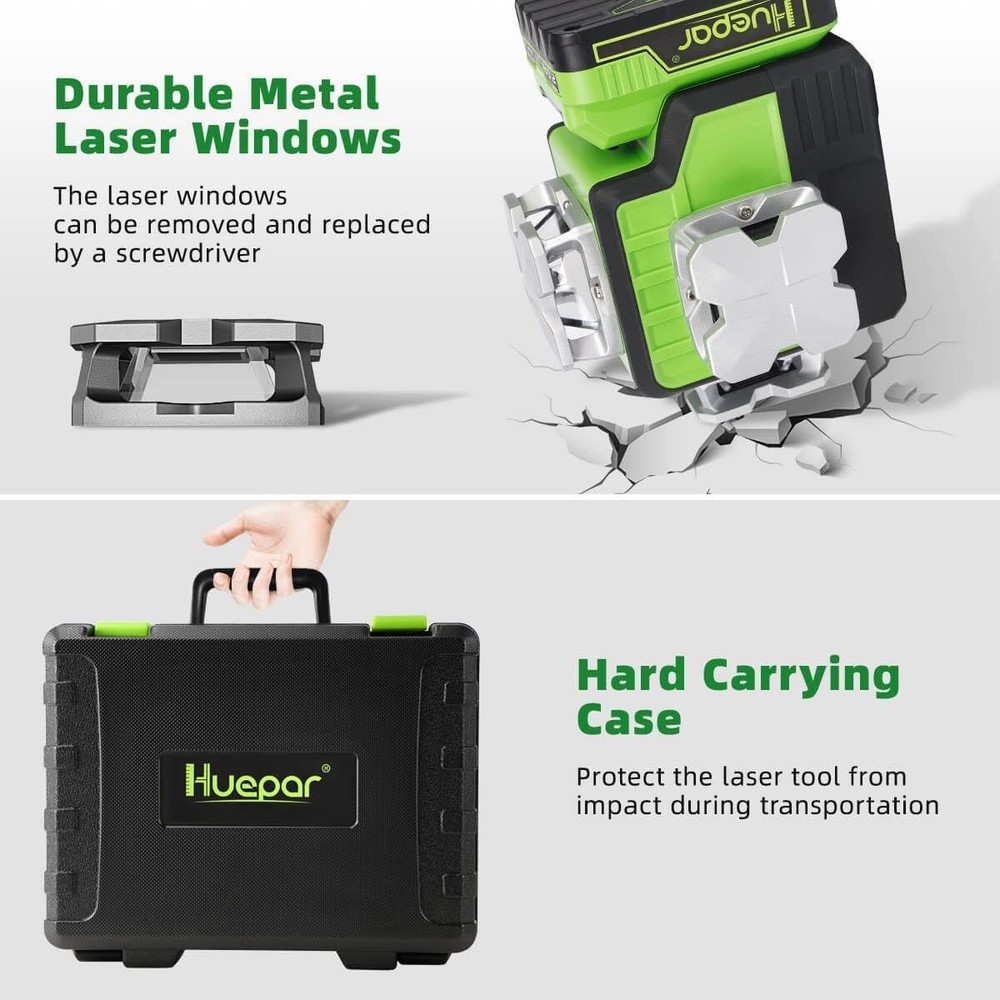 Huepar 12 Lines Self-leveling Laser Level with Bluetooth&Remote Control+Receiver
