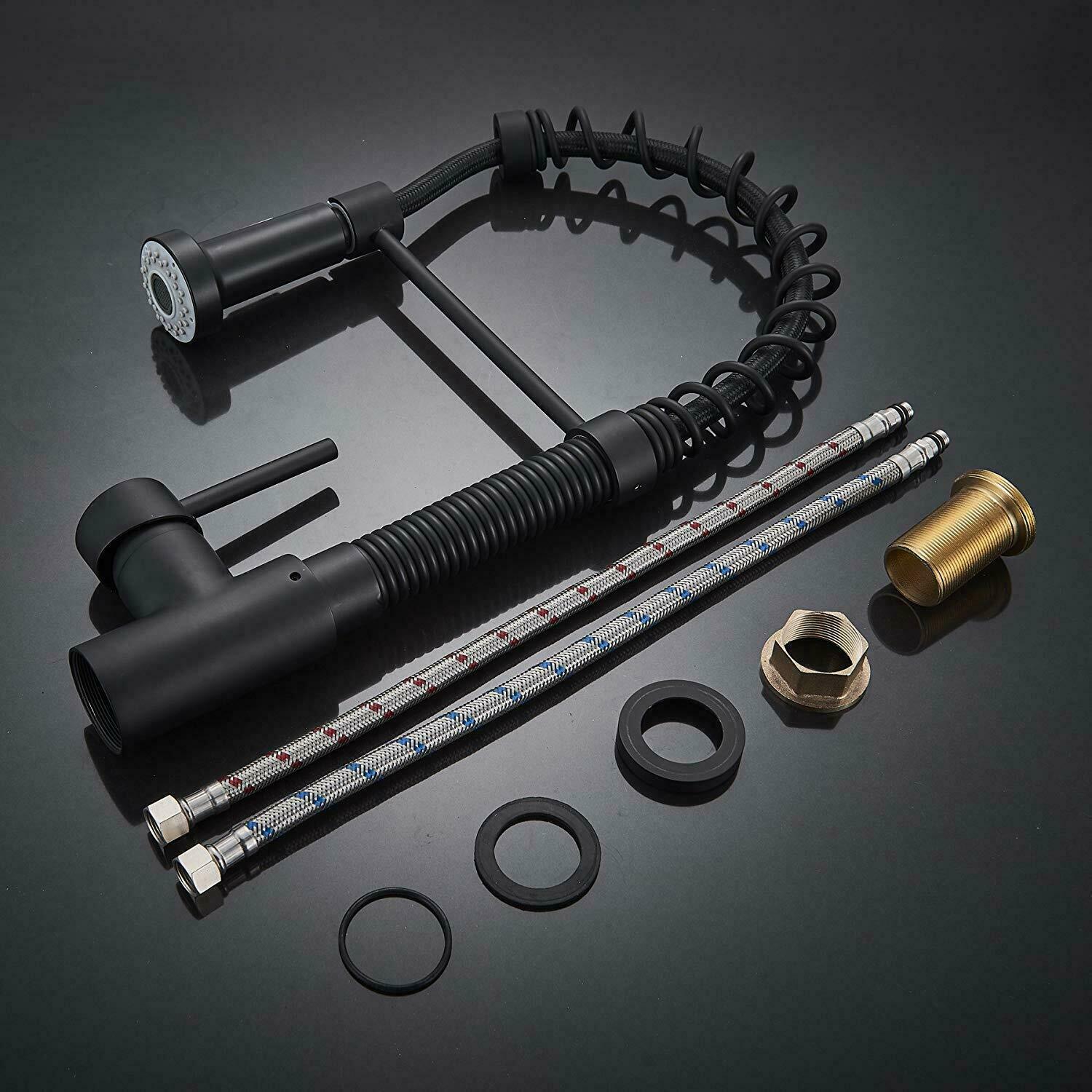 Matte Black Kitchen Faucet Sink Pull Down Sprayer Swivel Mixer Tap Single Handle