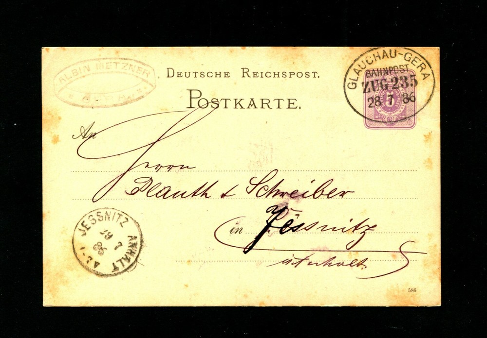 Railway Post 1886 - Glauchau - Gera - Train 235 (#6065)