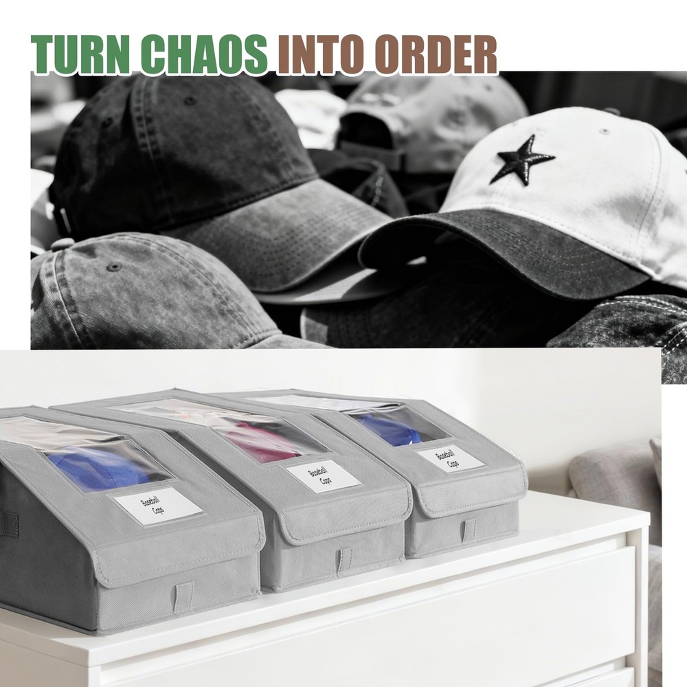 Stowsia Hat Organizer for Baseball Caps, 2 Pack Stackable 2 PACK, Grey