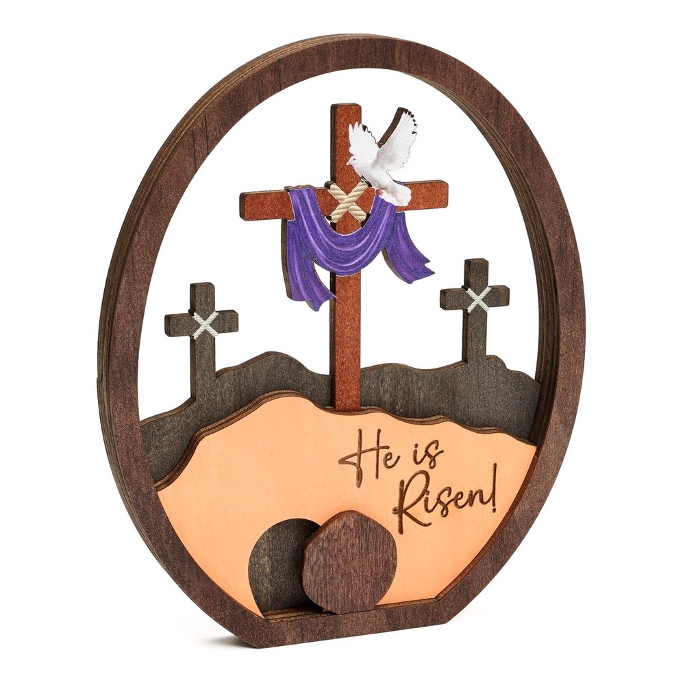 He Is Risen Easter Decorations for Home, 3D Empty Tomb Scene Egg