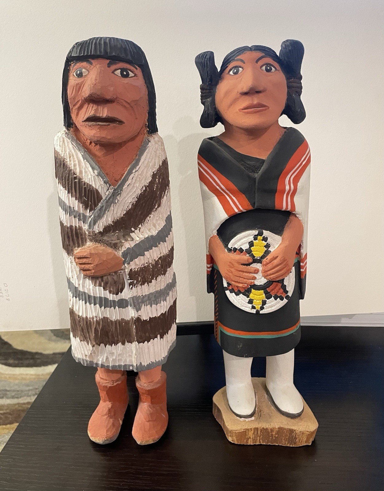 Vintage R.S. Pentewa Kachina Doll Pair, Hopi, Signed