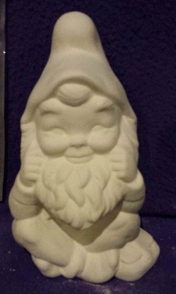 Gnome Sitting 8" Ceramic Bisque, Ready To Paint