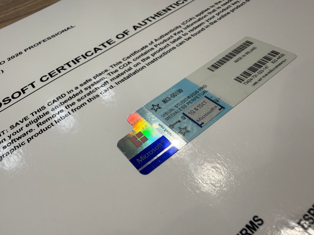 Visual Studio 2026 Professional Perpetual Authentic License CoA MX3-00199