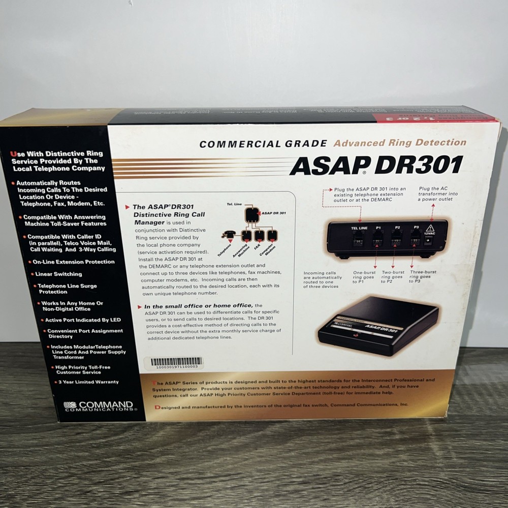 Command Communications ASAP DR301 Call Manager New In Box 1997